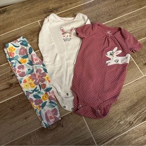 Bunny short sleeve and long sleeve bodysuit and matching pants